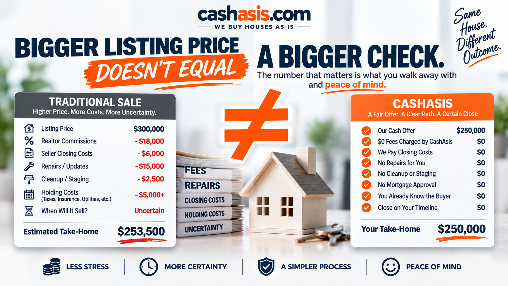 A bigger listing price does not equal a bigger check — compare take-home and certainty