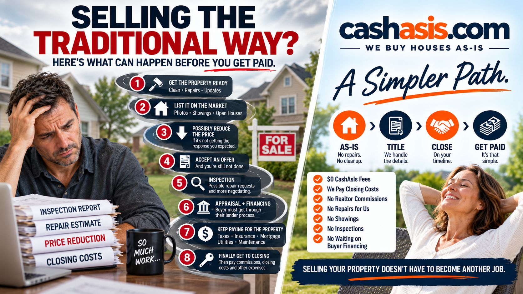 Traditional sale versus the simpler CashAsIs process