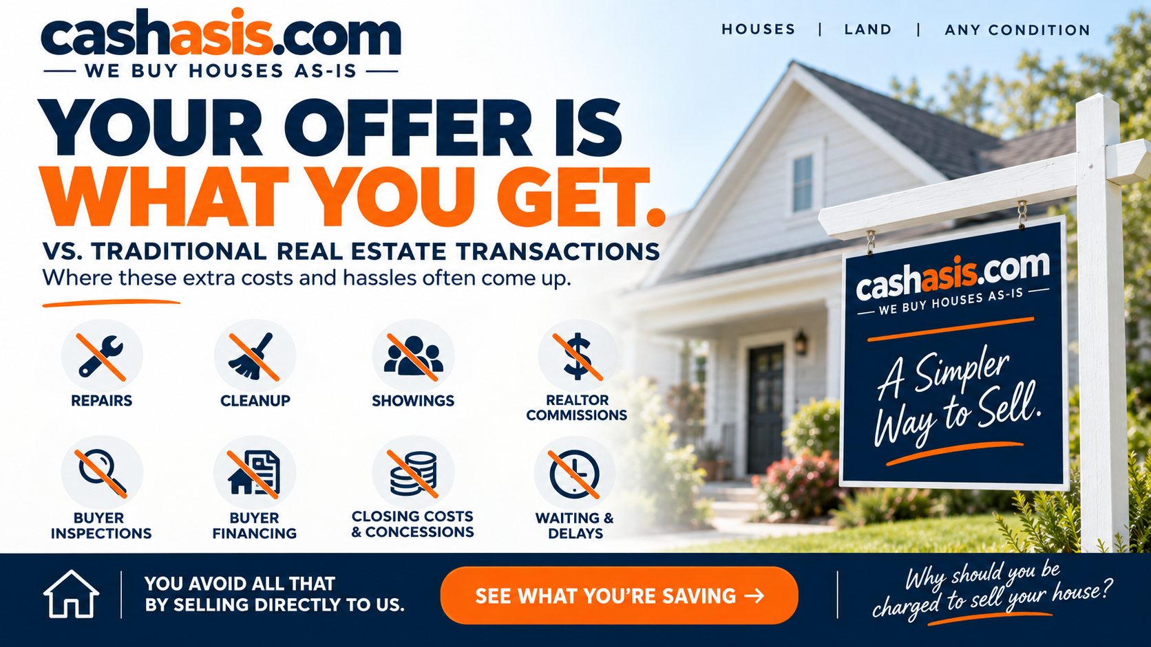 Your CashAsIs offer is what you get — costs and hassles avoided by selling directly