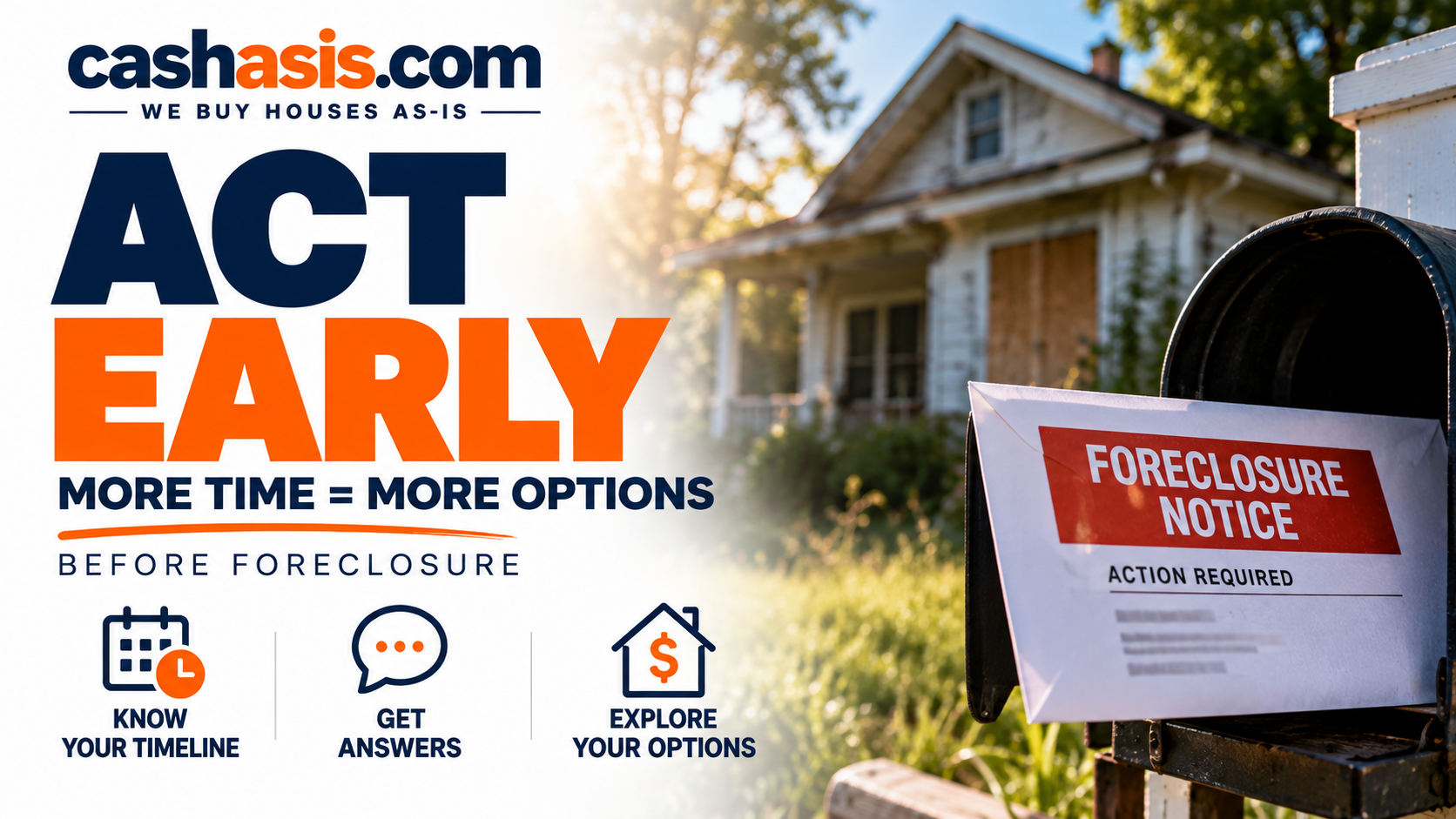 Act early before foreclosure — more time means more options
