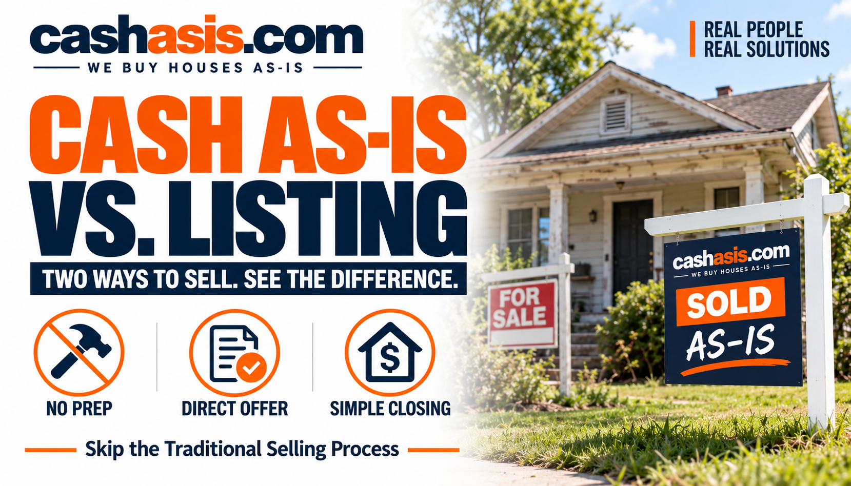 Cash As-Is versus listing — two ways to sell a property with CashAsIs