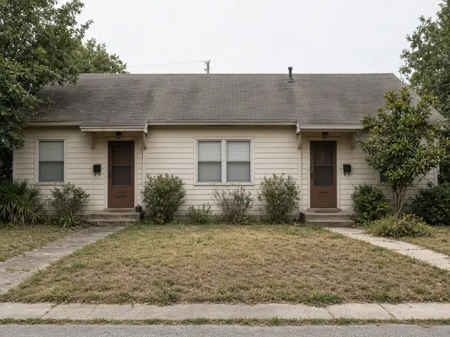 Older duplex with two front doors